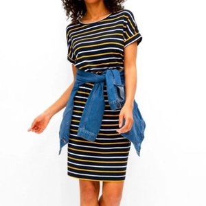 Banana Republic Blue Yellow Striped Dress